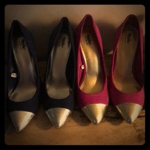 High heels blue with silver toe mauve with gold